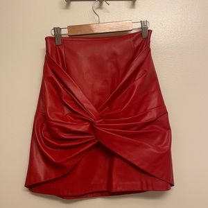 Zara red faux leather skirt